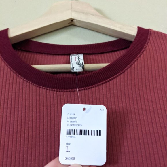 NWT Free People Ribbed Long Sleeve Henley Tee - Picture 3 of 7